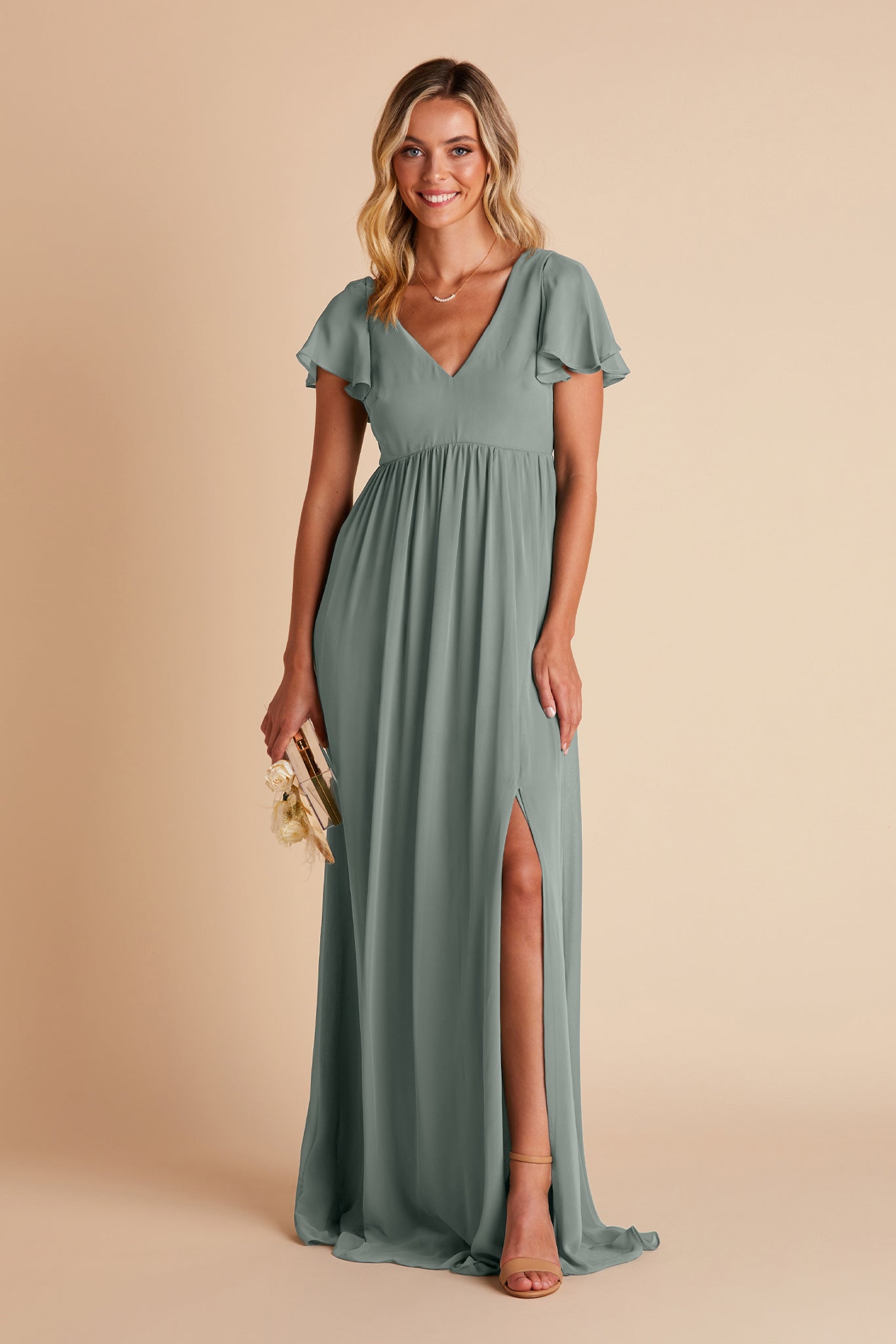 Hannah Empire Bridesmaid Dress in Sea ...